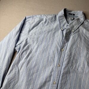 Old Navy Button-down Long Sleeve Shirt Men's Size XL Blue Striped 100% Cotton